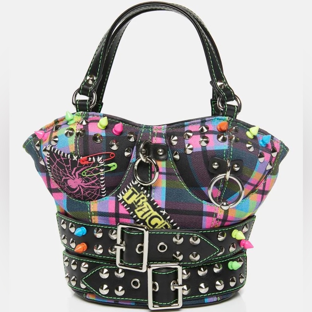 Plaid corset bag.
